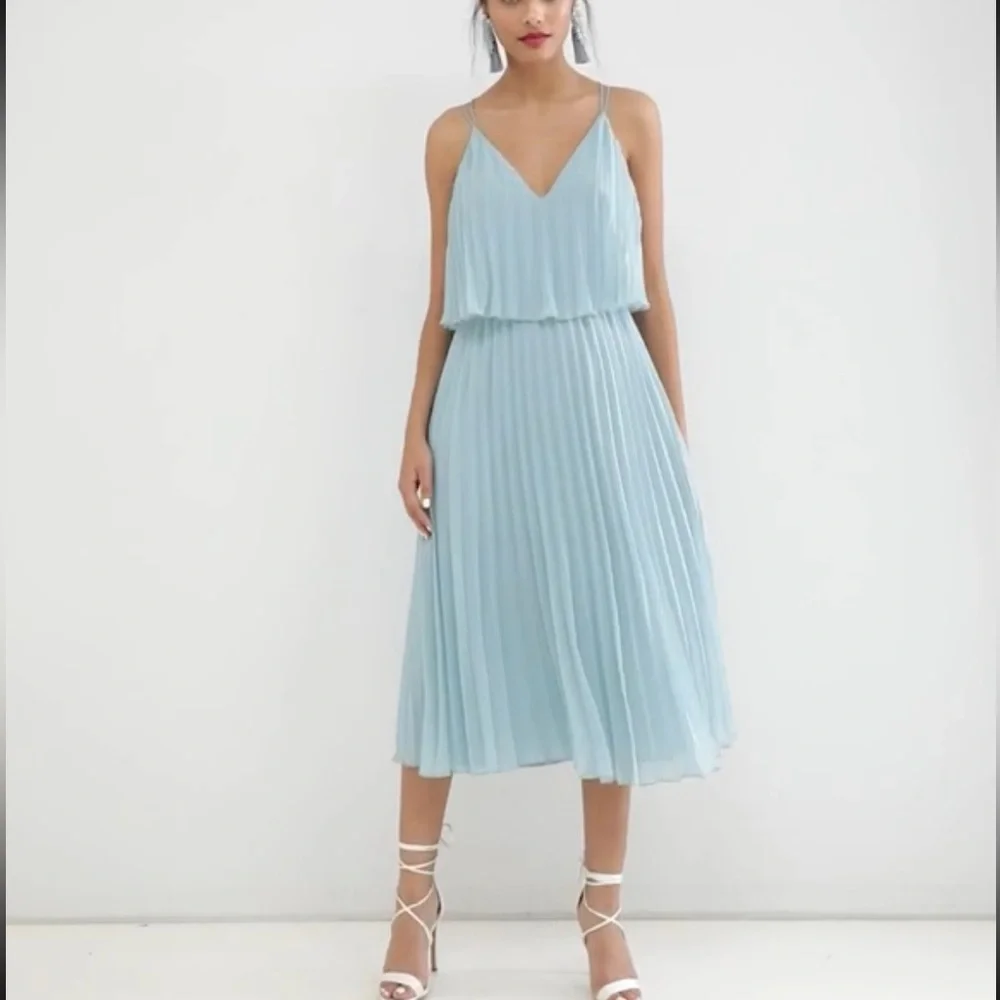 ASOS Design Pleated Crop Top Midi Dress - Picture 2 of 11